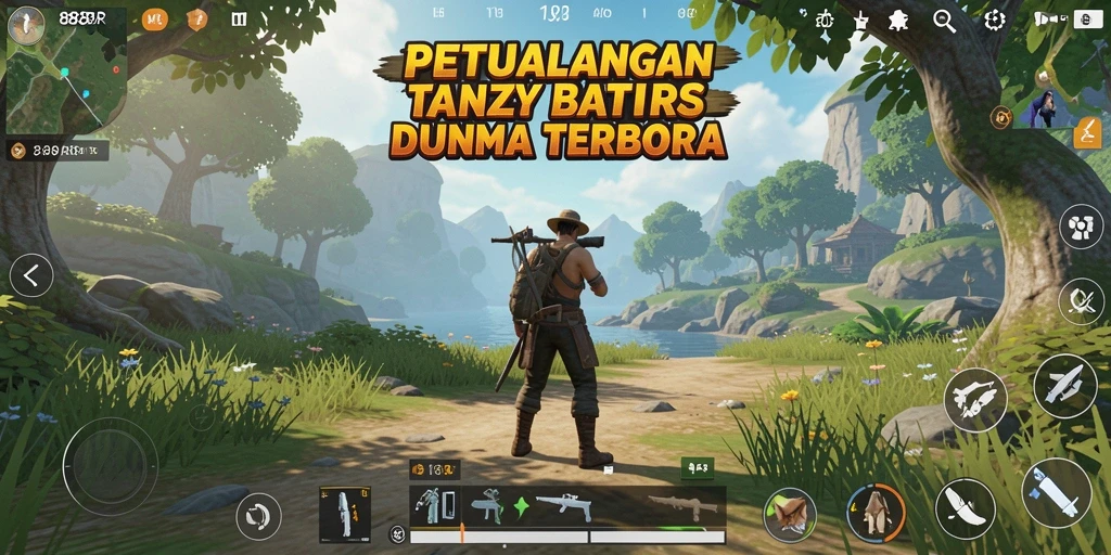 Screenshot gameplay 888R menampilkan aksi petualangan di dunia terbuka.
