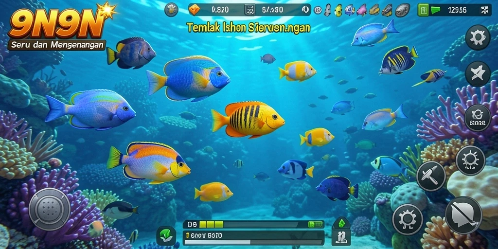 Gameplay seru Tembak Ikan dengan berbagai jenis ikan.