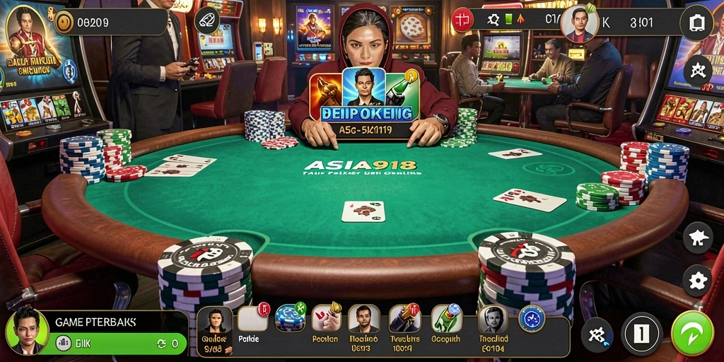 Tampilan gameplay Poker yang seru di ASIA918