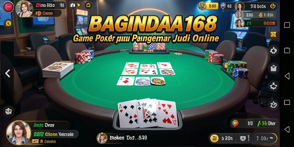 Screenshot utama menunjukkan gameplay Poker yang seru dan kompetitif.