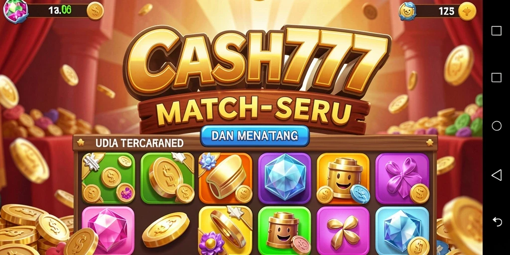 Screenshot menunjukkan aksi mencocokkan elemen di CASH777.
