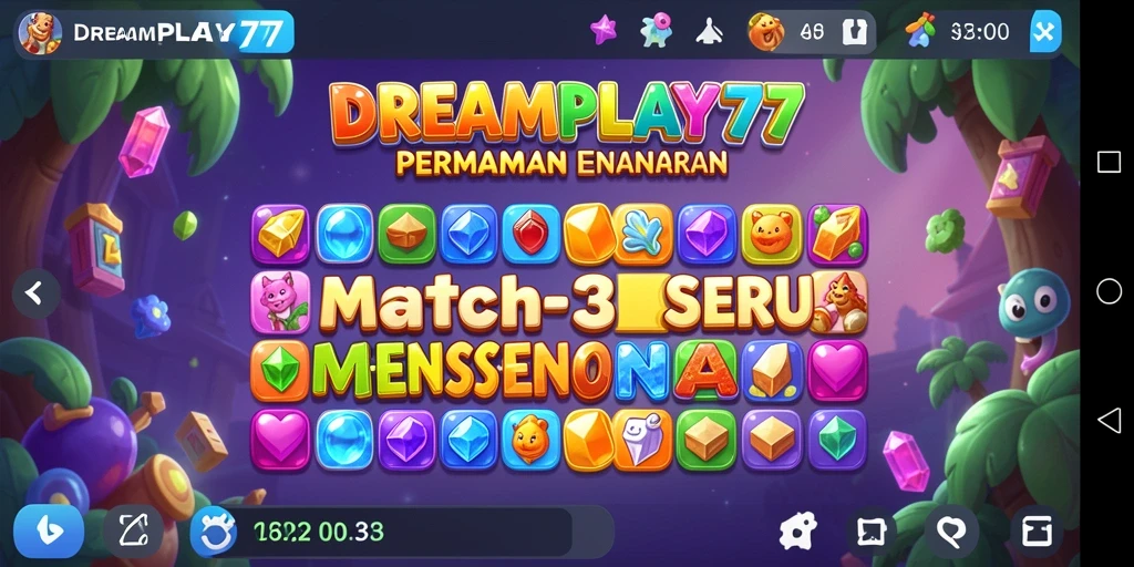 Tampilan menarik dari gameplay Match-3 di DREAMPLAY77.