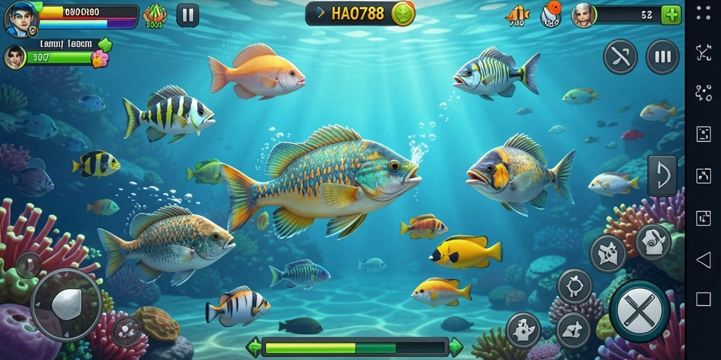 Gameplay seru dalam HAO788 dengan berbagai ikan menunggu untuk ditangkap.