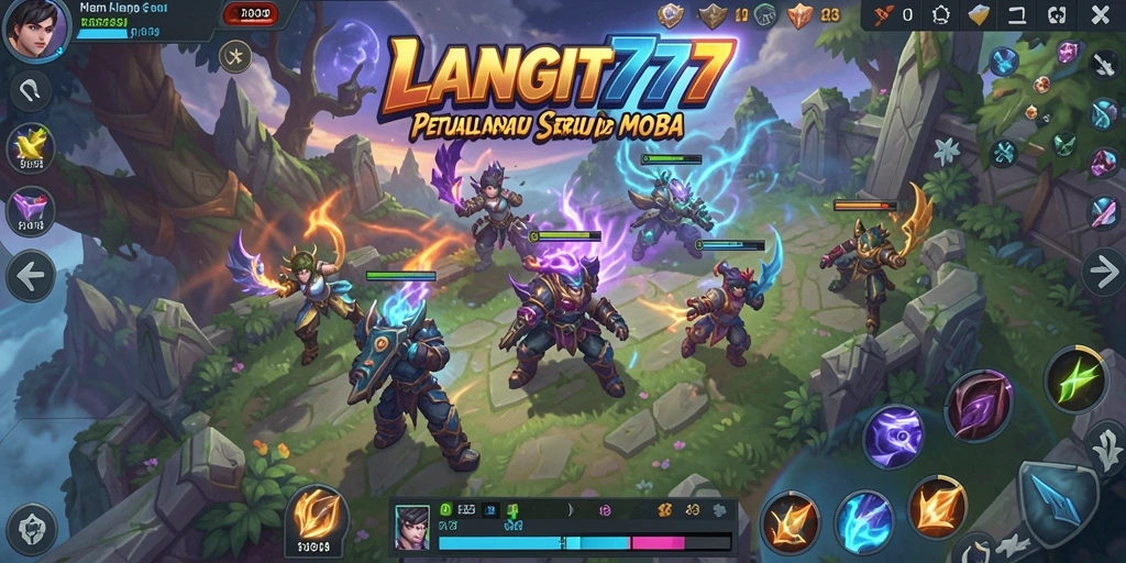 Screenshot menunjukkan aksi seru dalam pertempuran MOBA LANGIT777.