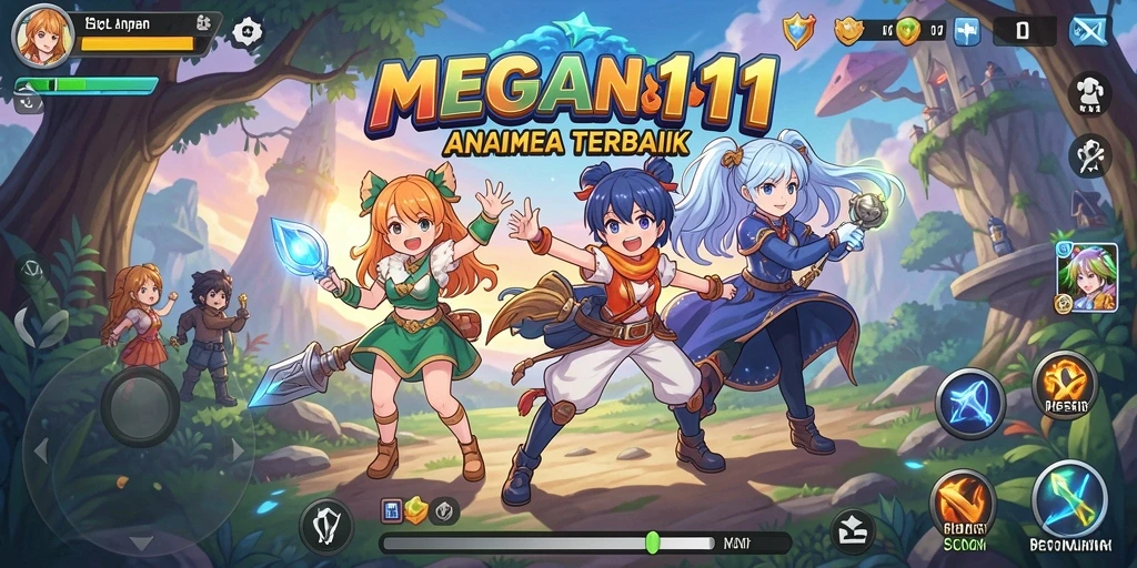 Tampilan gameplay menarik dalam MEGA111 dengan karakter anime favorit.