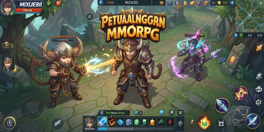 Tangkapan layar gameplay MIXUE88 yang menunjukkan pertarungan seru di dunia MMORPG.