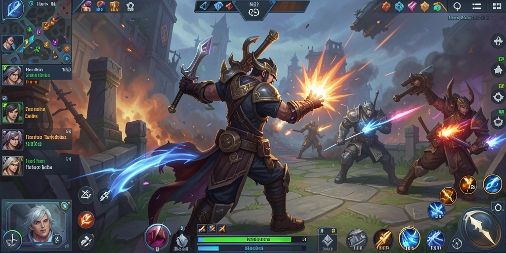 Tangkapan layar gameplay N32 yang menunjukkan pertempuran seru di arena MOBA.