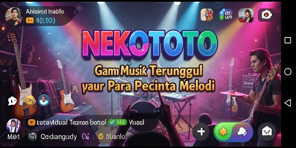 Tampilan gameplay seru NEKOTOTO dengan berbagai lagu menarik.