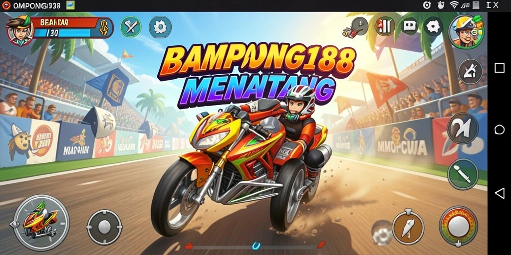 Screenshot menampilkan aksi balapan intens OMPONG188.