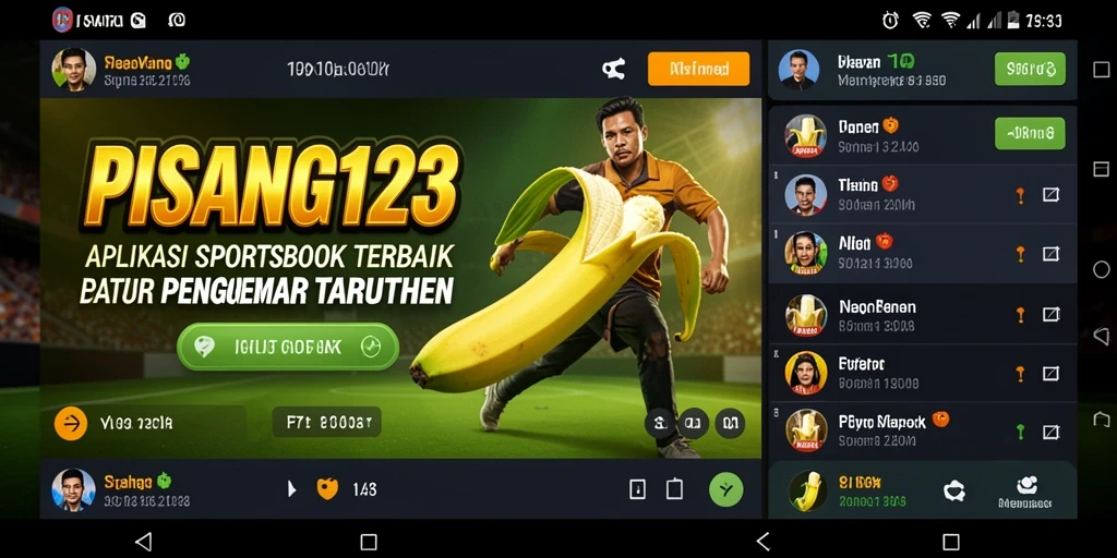 Tampilan antarmuka aplikasi PISANG123 menunjukkan pengalaman taruhan Sportsbook yang menarik.