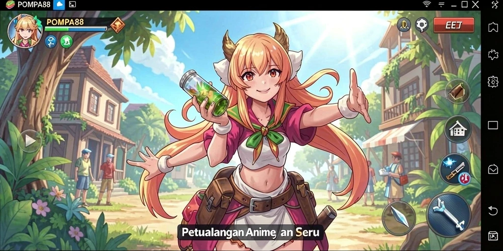 Tampilan menakjubkan dari karakter Anime dalam gameplay POMPA88.