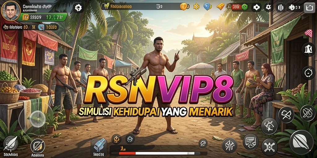 Tampilan gameplay RSNVIP8 dengan aktivitas simulasi kehidupan.