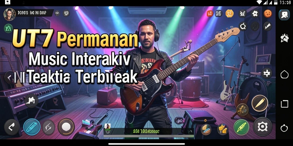 Screenshot gameplay UT77 yang menunjukkan aksi bermain musik.