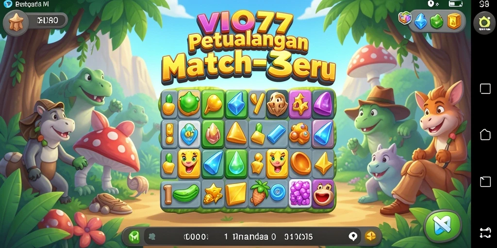 Tangkapan layar utama VIO77 menampilkan aksi seru gameplay Match-3.