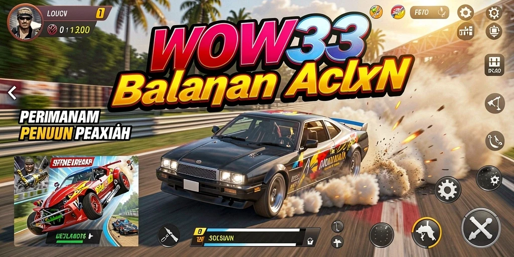 Gameplay balapan seru di WOW33 dengan mobil berkualitas tinggi.
